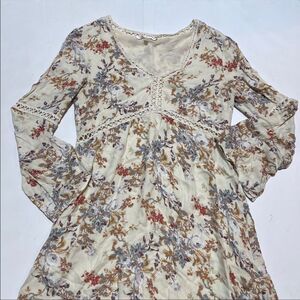 Wayf boho cream floral mini dress xs